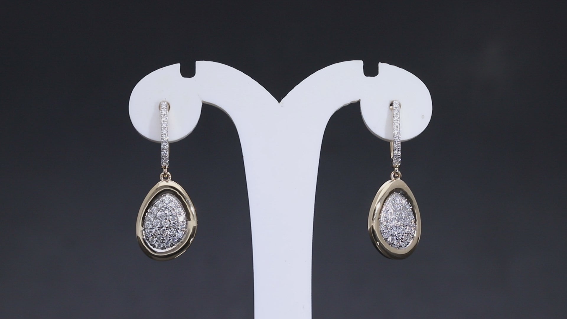 1.00 Ct White Round Cut Labgrown Diamond Teardrop Drop Earrings | 14k White / Yellow / Rose Gold