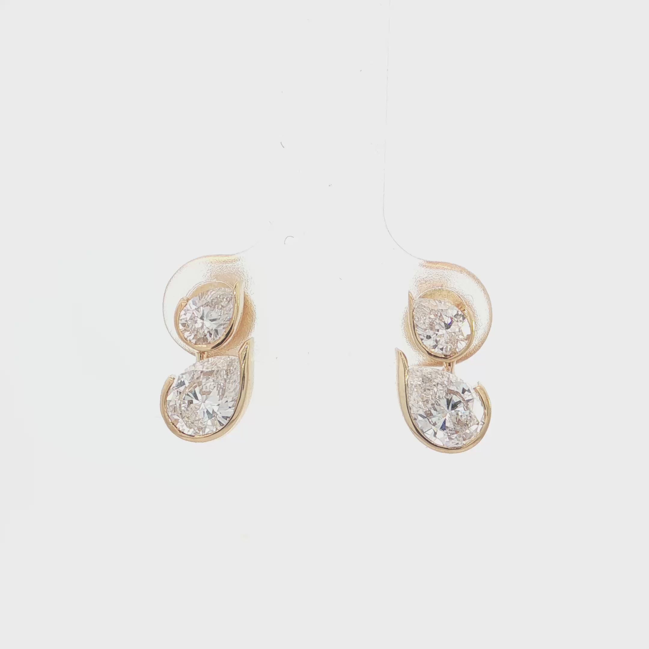 1.90 Ct Pear Cut Lab-Grown Diamond Drop Earrings | 14k Yellow / White / Rose Gold