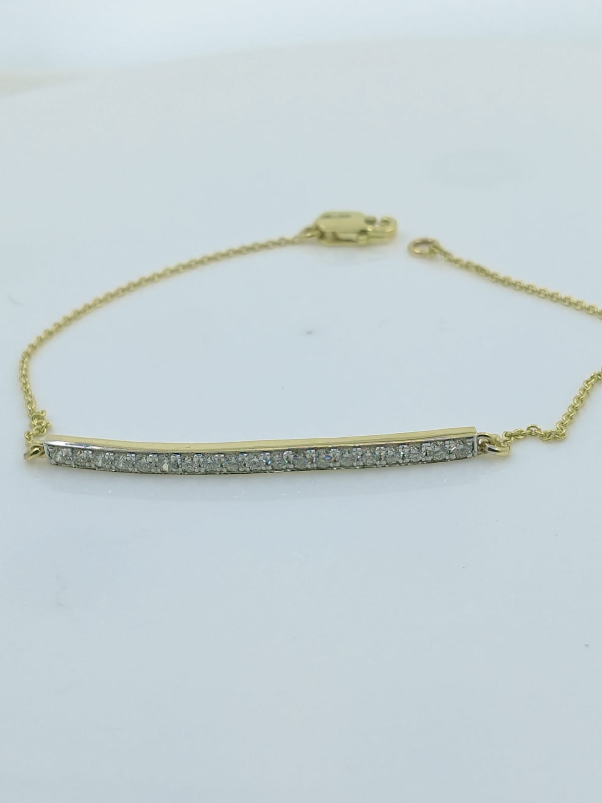 Delicate Round Cut Bar Tennis Diamond Gold Bracelet