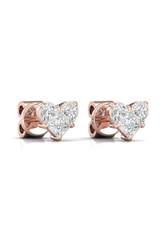 Heart Illusion Solitaire Diamond Rose Gold Stud Earring