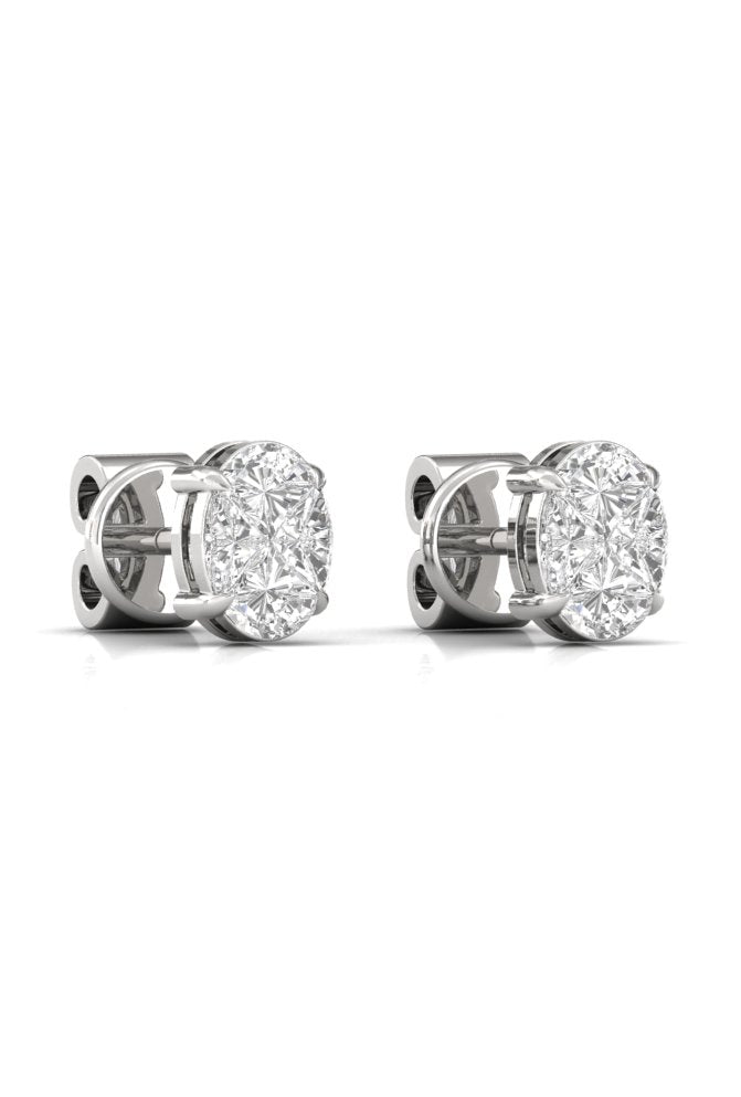 Oval Illusion Solitaire Diamond Rose Gold Stud Earring