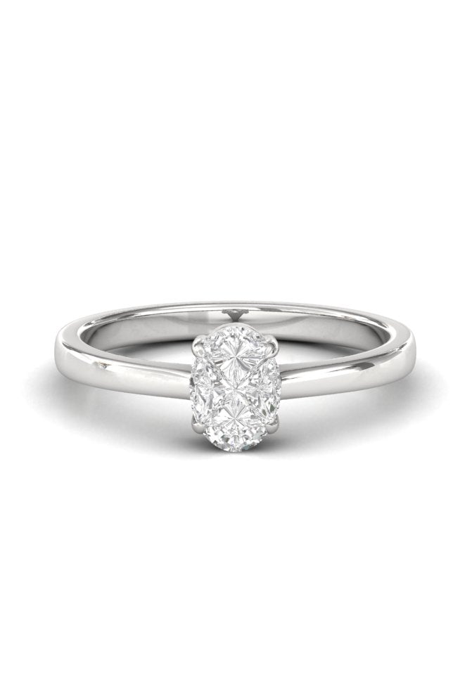 Oval Illusion Cut Solitaire Diamond Gold Ring