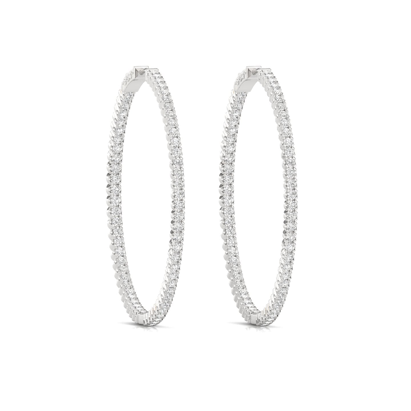 2.30ctw Round Cut Natural Diamond Yellow Gold Hoop Earrings