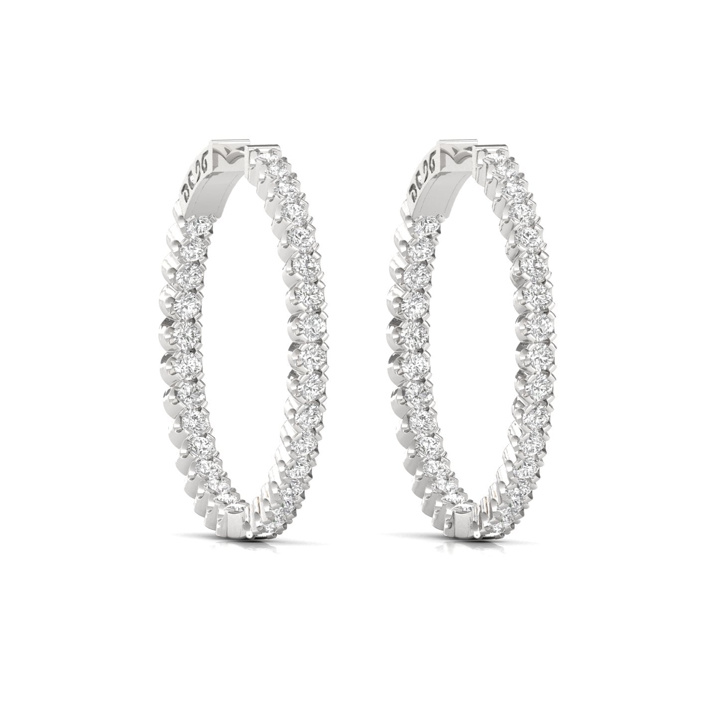 2.00ct Round Cut, Natural Diamond White Gold Hoop Earring