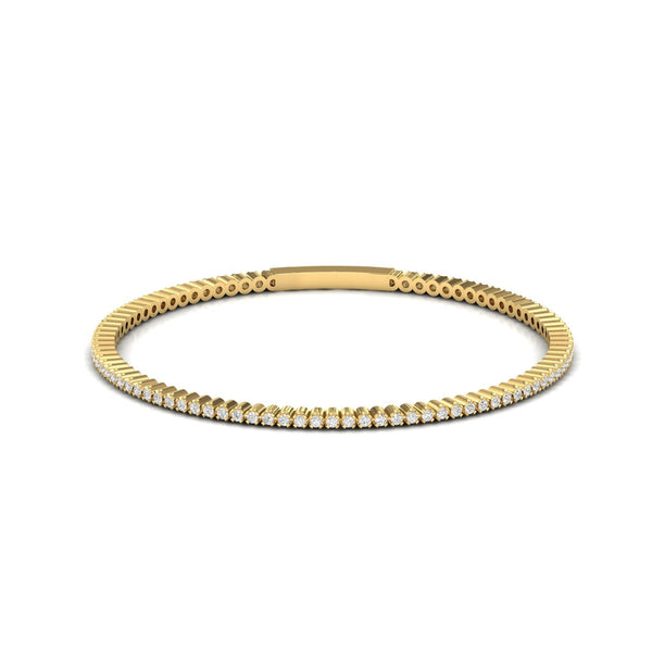 1.00ct Round Natural Diamond Flexible Yellow Gold Tennis Bracelet