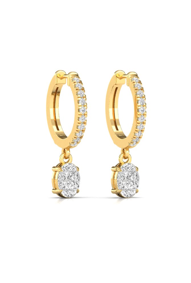 Round & Oval Illusion Cut Diamond White Gold Hoop Earring