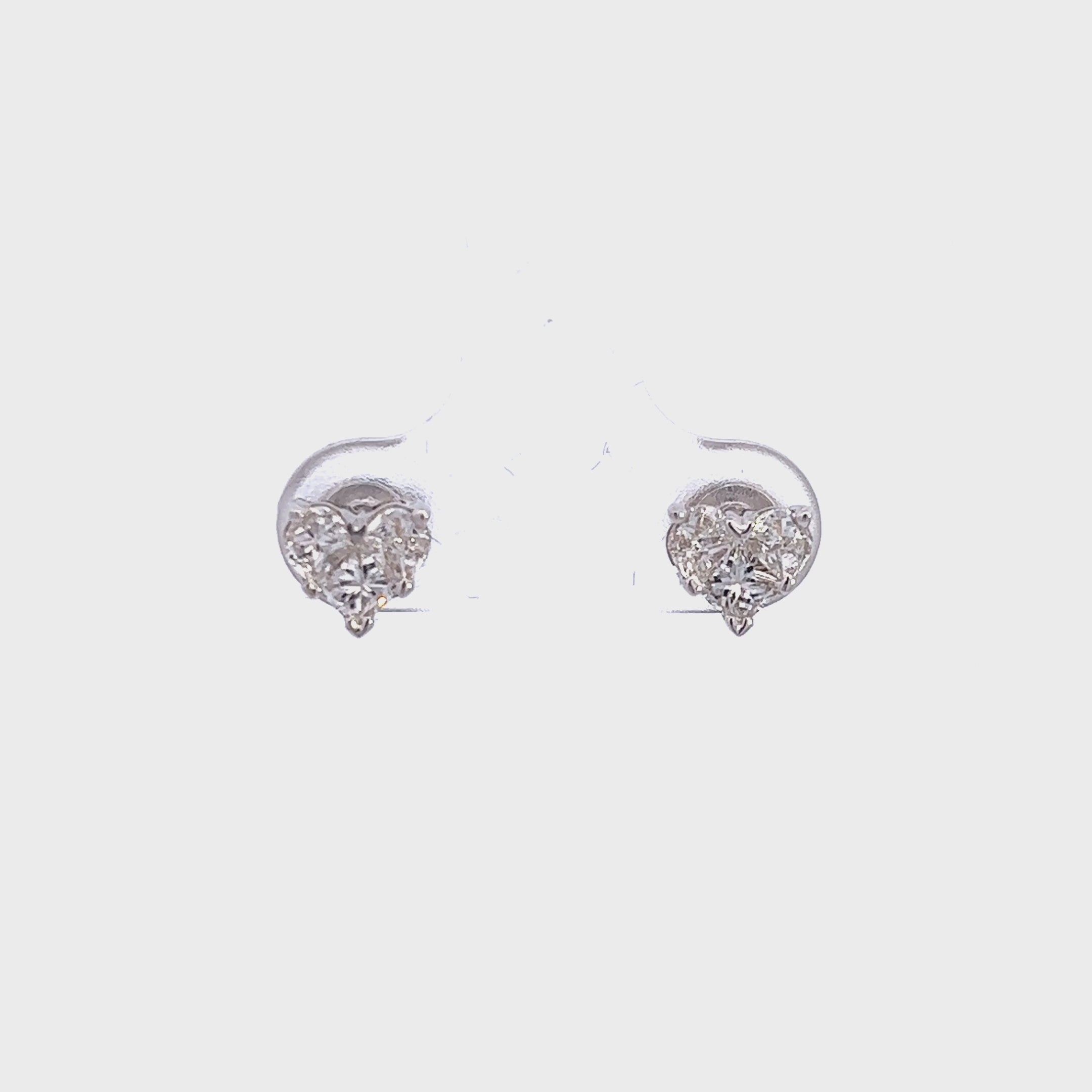 Heart Illusion Cut Diamond Gold Stud Earring
