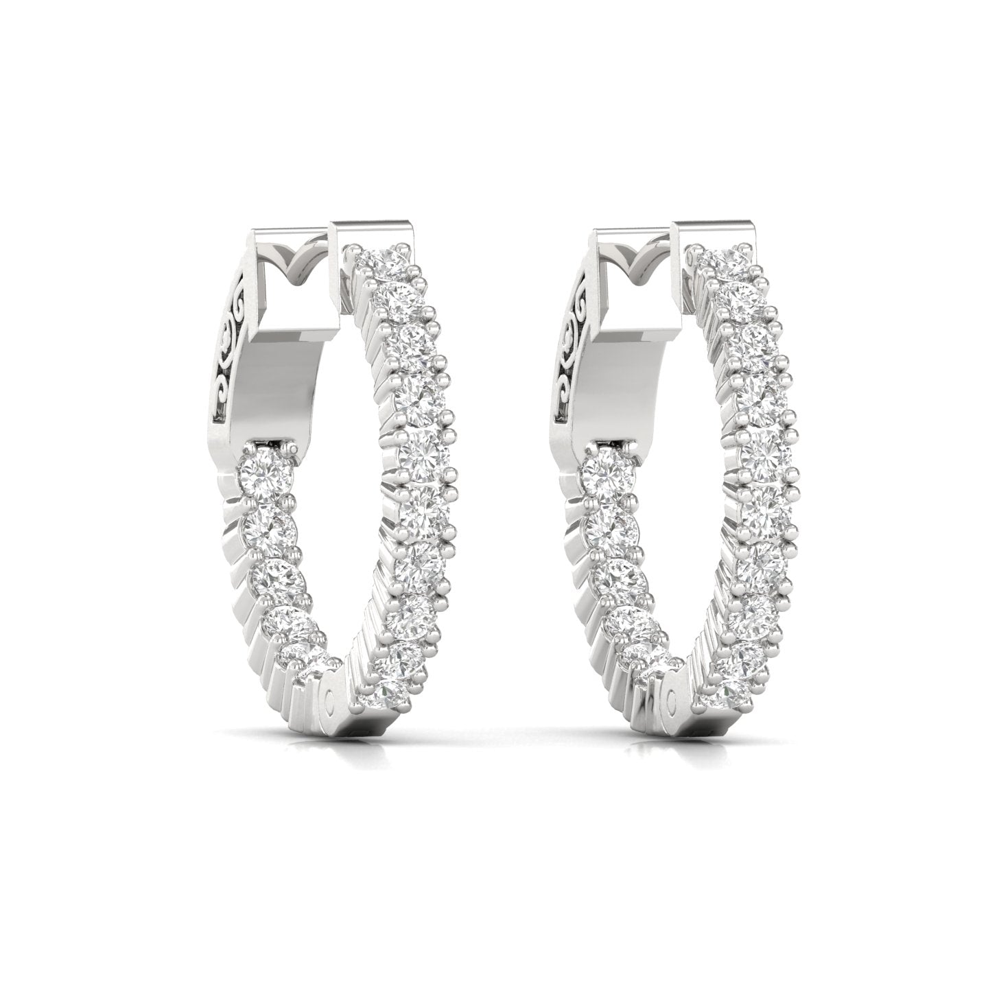 0.50ct Natural Round Cut Diamond White Gold Hoop Earrings