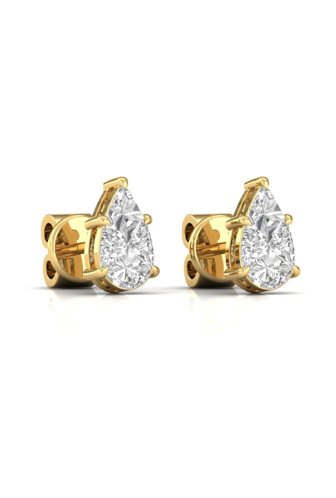 Pear Illusion Solitaire Diamond Rose Gold Stud Earring