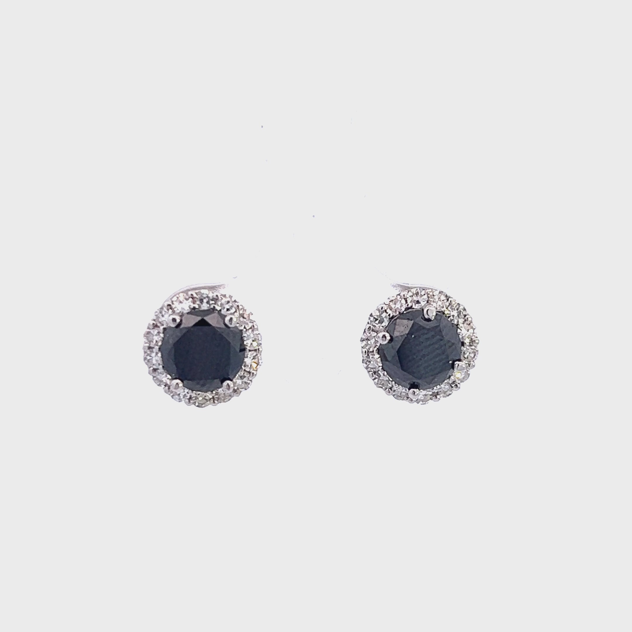 Round And Fancy Black Stone Cut Diamond Gold Stud Earring