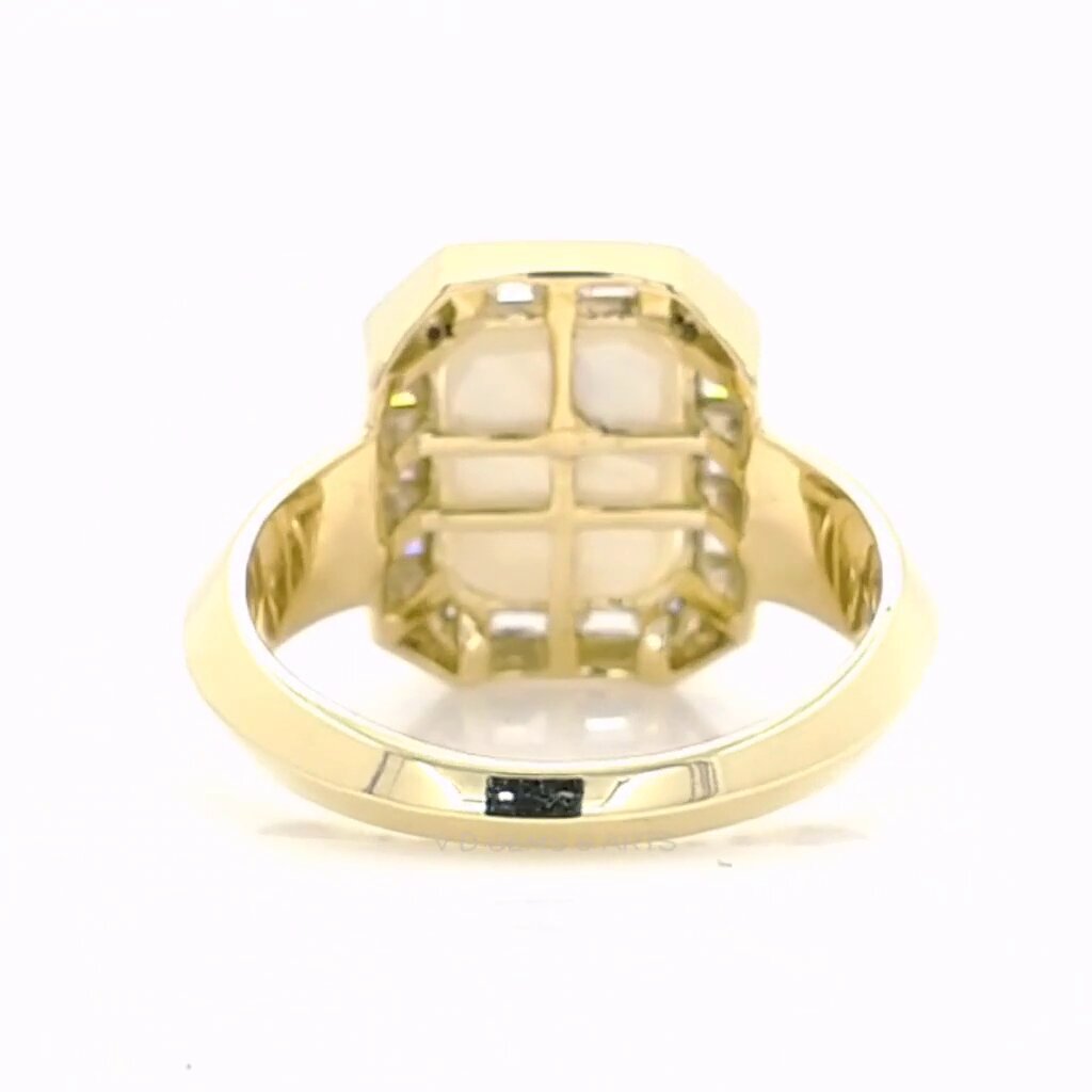 Men's Round & Baguette Cross Signet Diamond Gold Ring