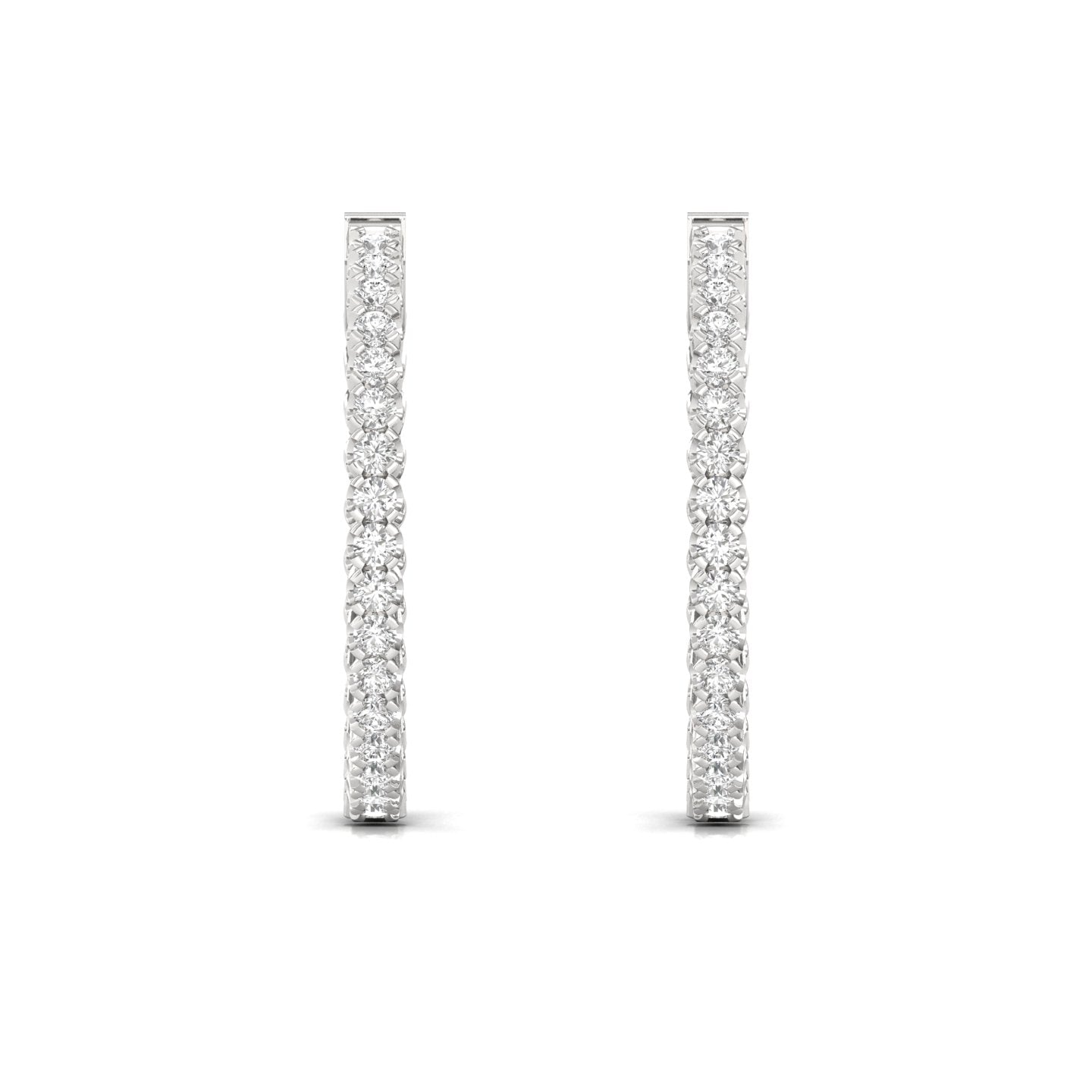 1.50ct Round Cut Natural Diamond White Gold Hoop Earrings