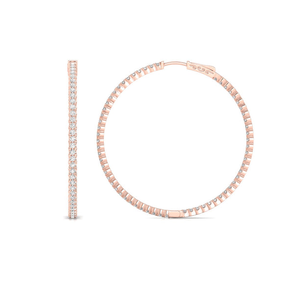 1.5 ct Diamond Flexible Rose Gold Hoop Earrings