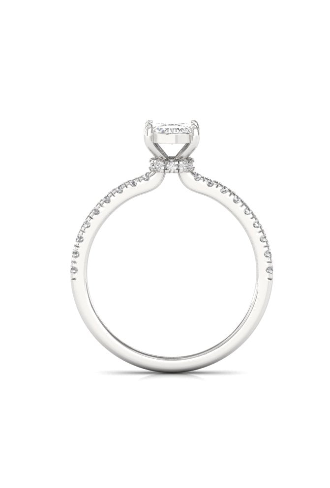 Round & Oval Illusion Cut Half Eternity Diamond Gold Ring