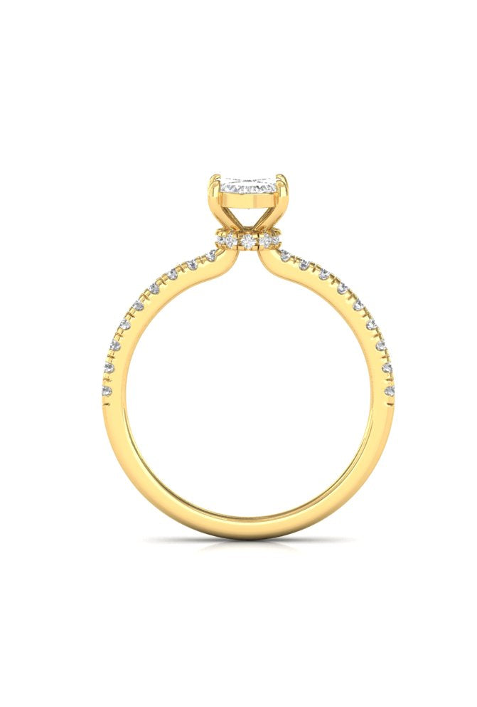 Round & Oval Illusion Cut Half Eternity Diamond Gold Ring