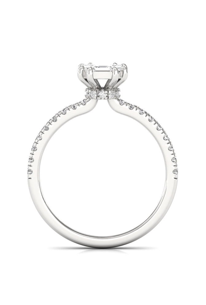 Round & Asscher Illusion Cut Half Eternity Diamond Gold Ring