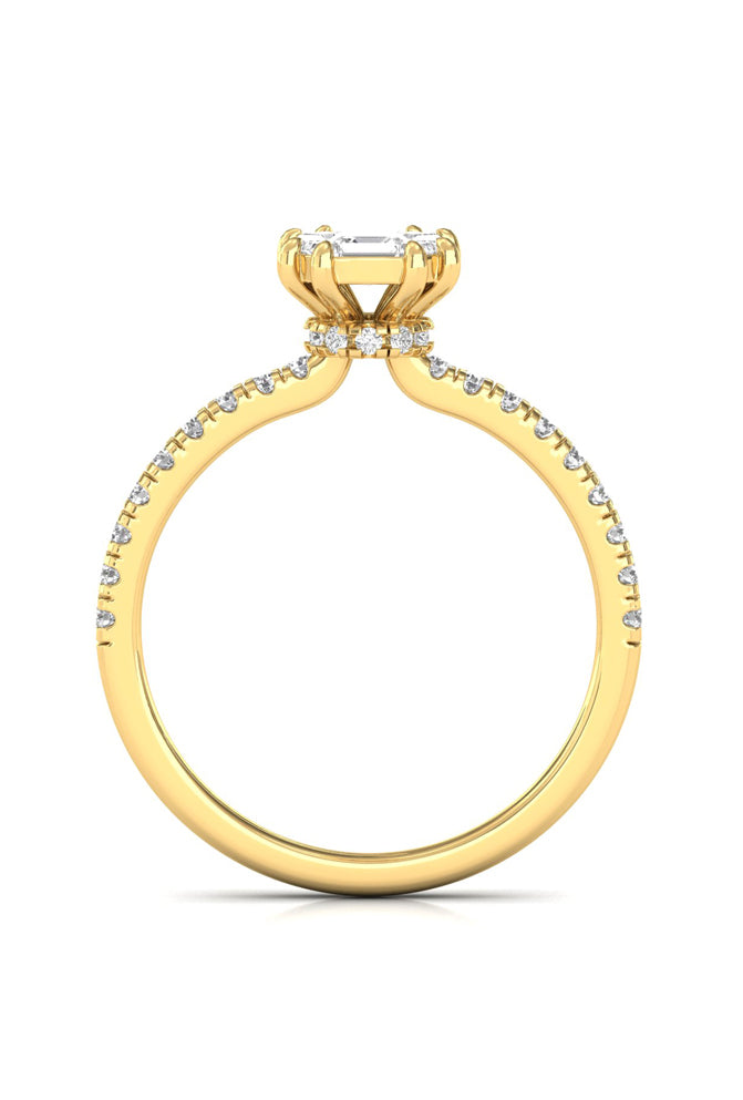 Round & Asscher Illusion Cut Half Eternity Diamond Gold Ring