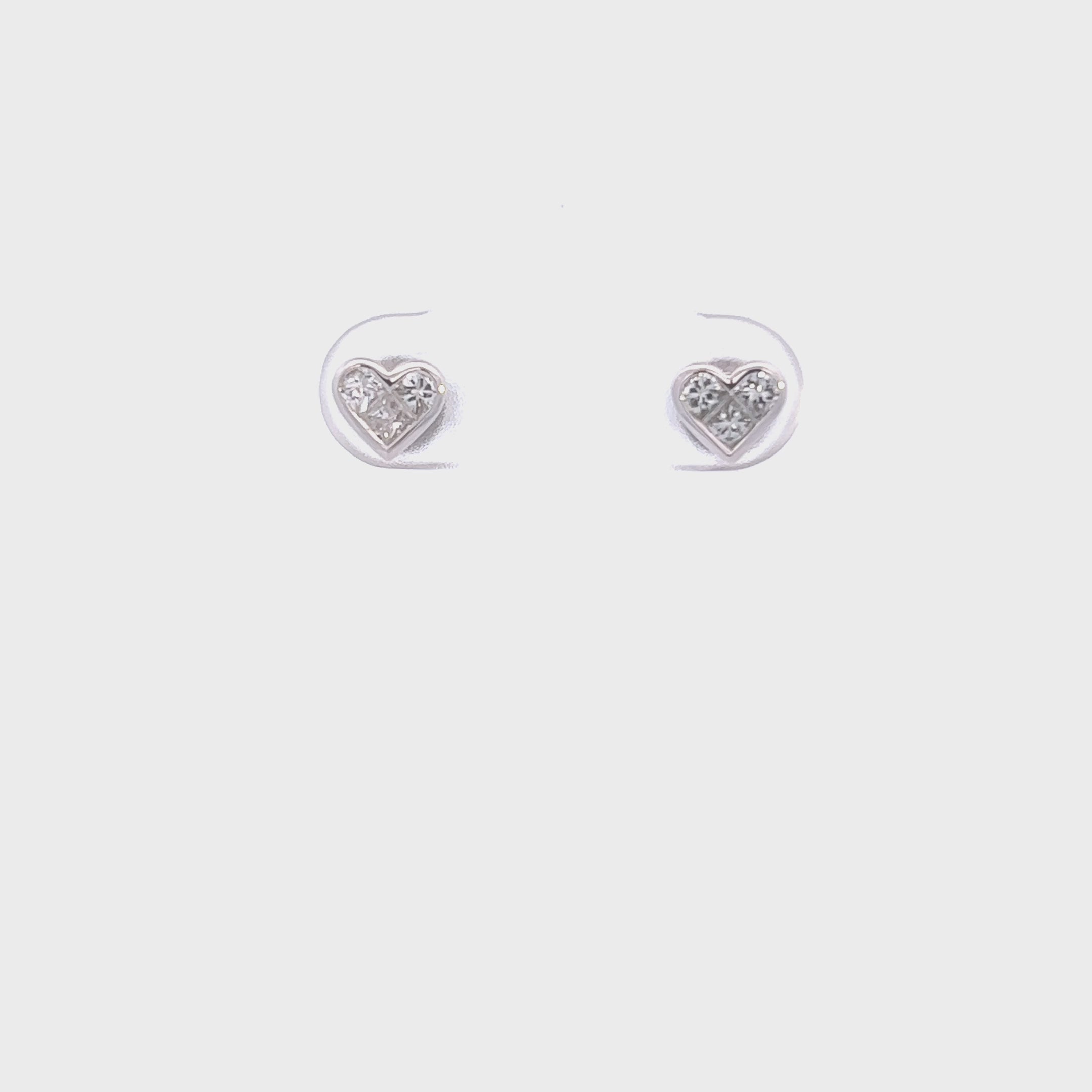 Heart illusion Cut Mini Heart shape Diamond Gold Stud Earring