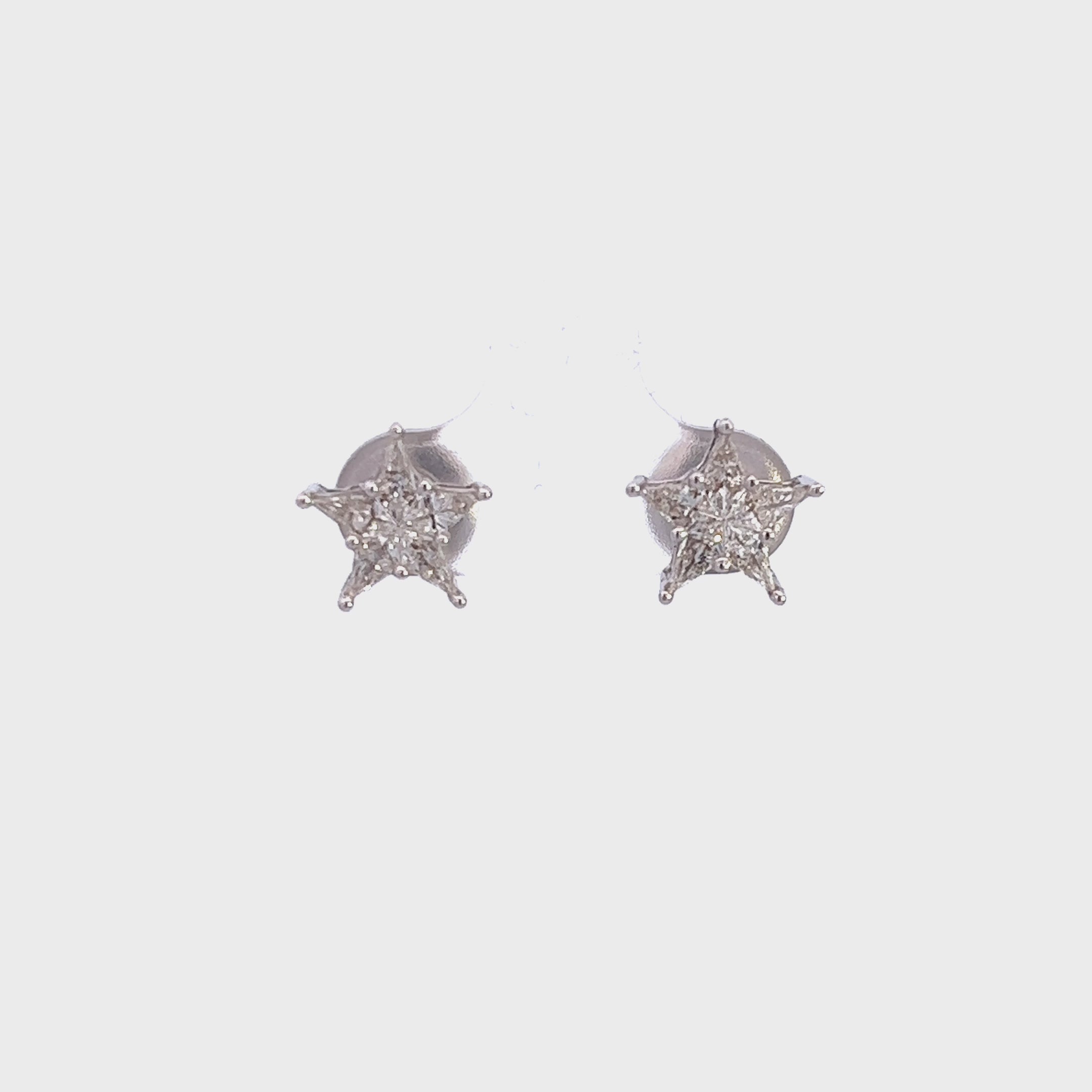 0.74ctw Sparkling Star Illusion Cut Diamond Gold Stud Earring