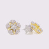 Round And Star Illusion Cut Floral Pattern Diamond Gold Stud Earring