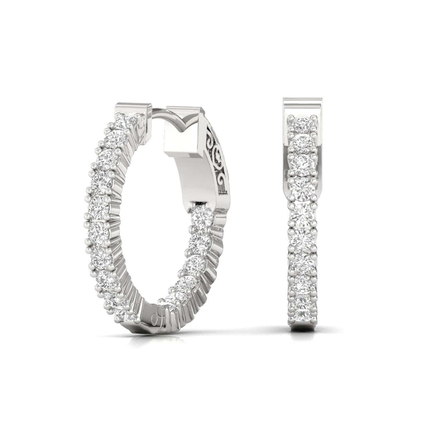 0.50ct Natural Round Cut Diamond White Gold Hoop Earrings