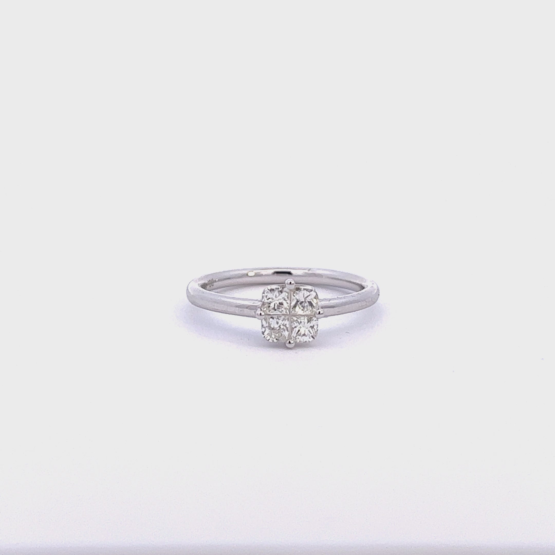 Princess Illusion Cut Solitaire Diamond Gold Ring