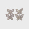 Round And Baguette Cut Butterfly Diamond Gold Push Back Earring