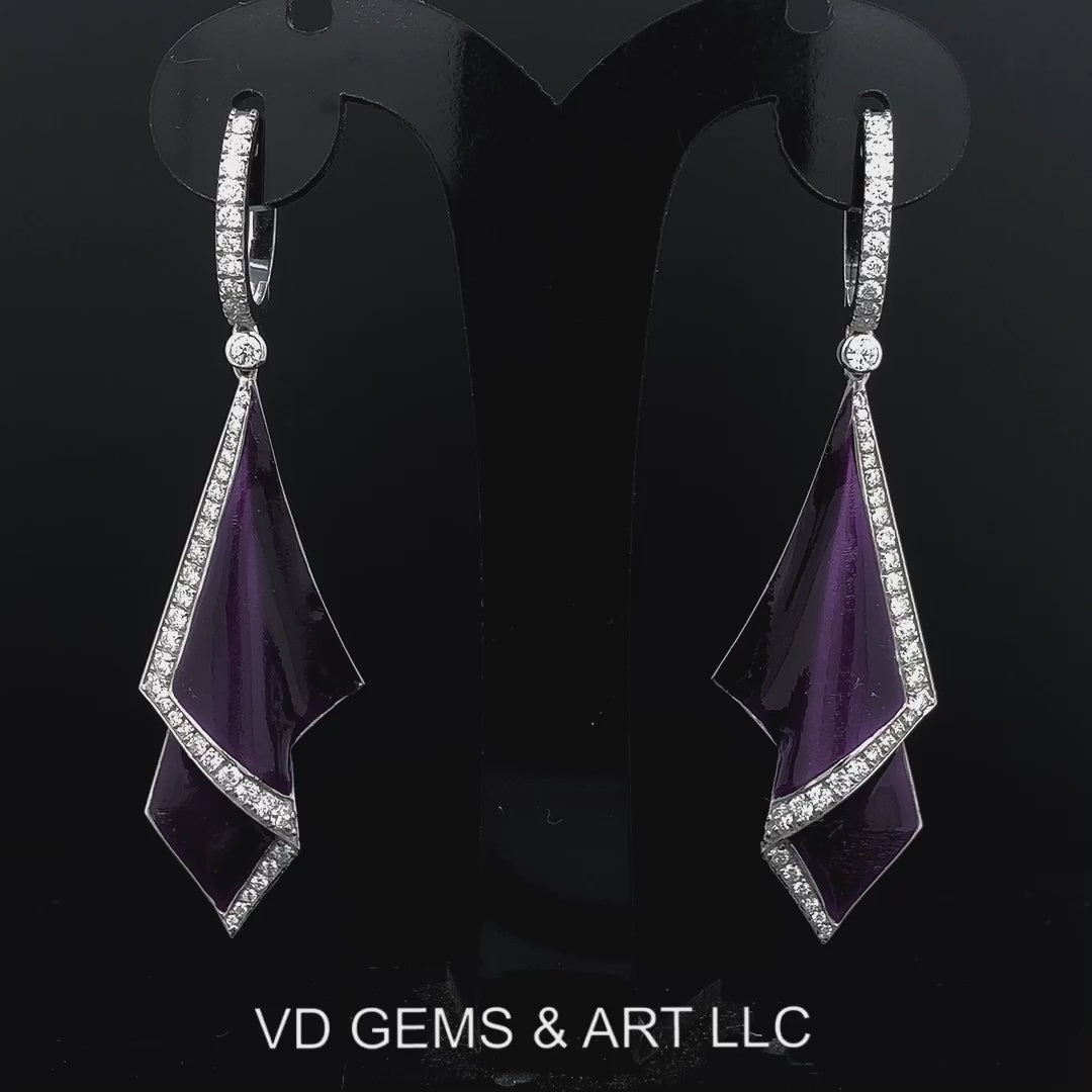 Round Shape Diamond Stylish Purple Dangle Drop Earring