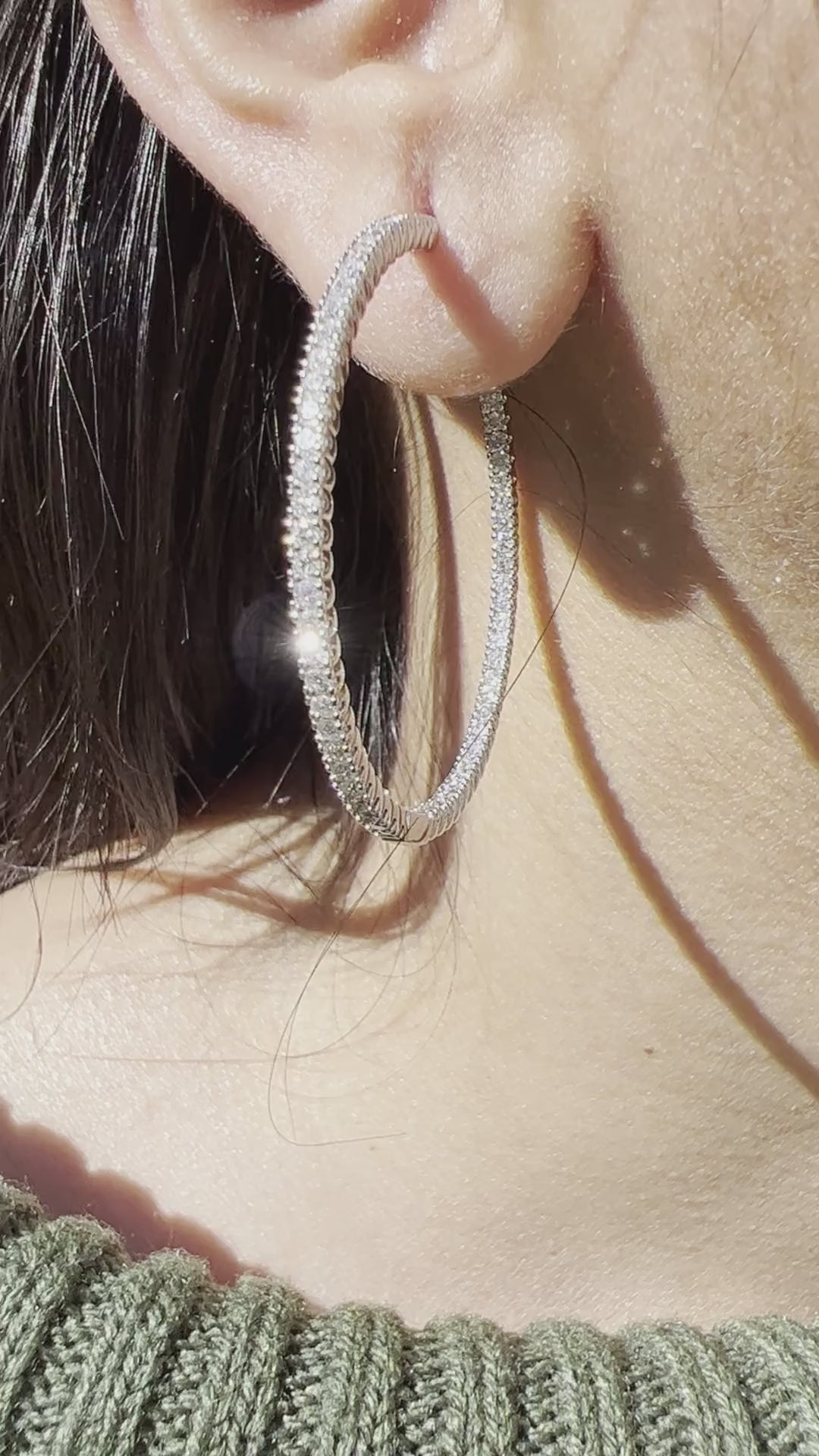 2.30ct Diamond Flexible White Hoop Earrings