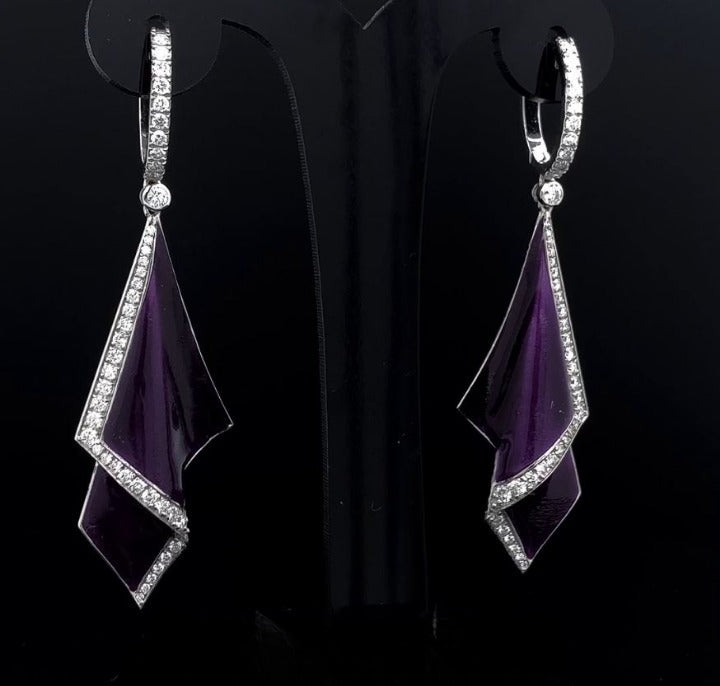 Round Shape Diamond Stylish Purple Dangle Drop Earring