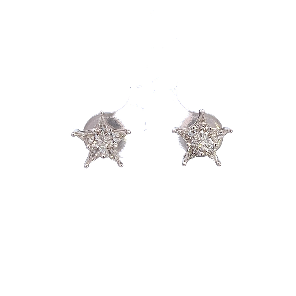 0.74ctw Sparkling Star Illusion Cut Diamond Gold Stud Earring