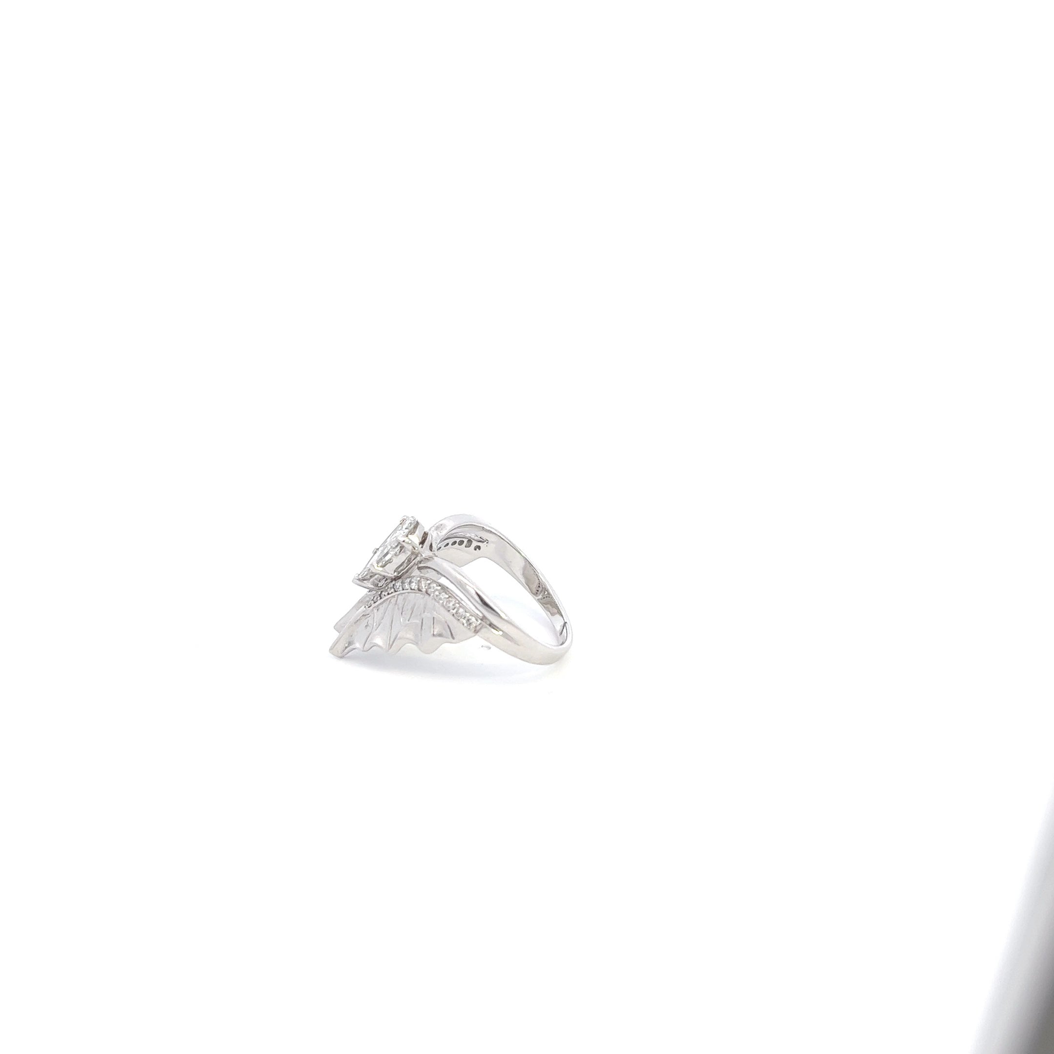 Round And Pear Illusion Cut Unique Wing Engagement  Diamond Gold Ring