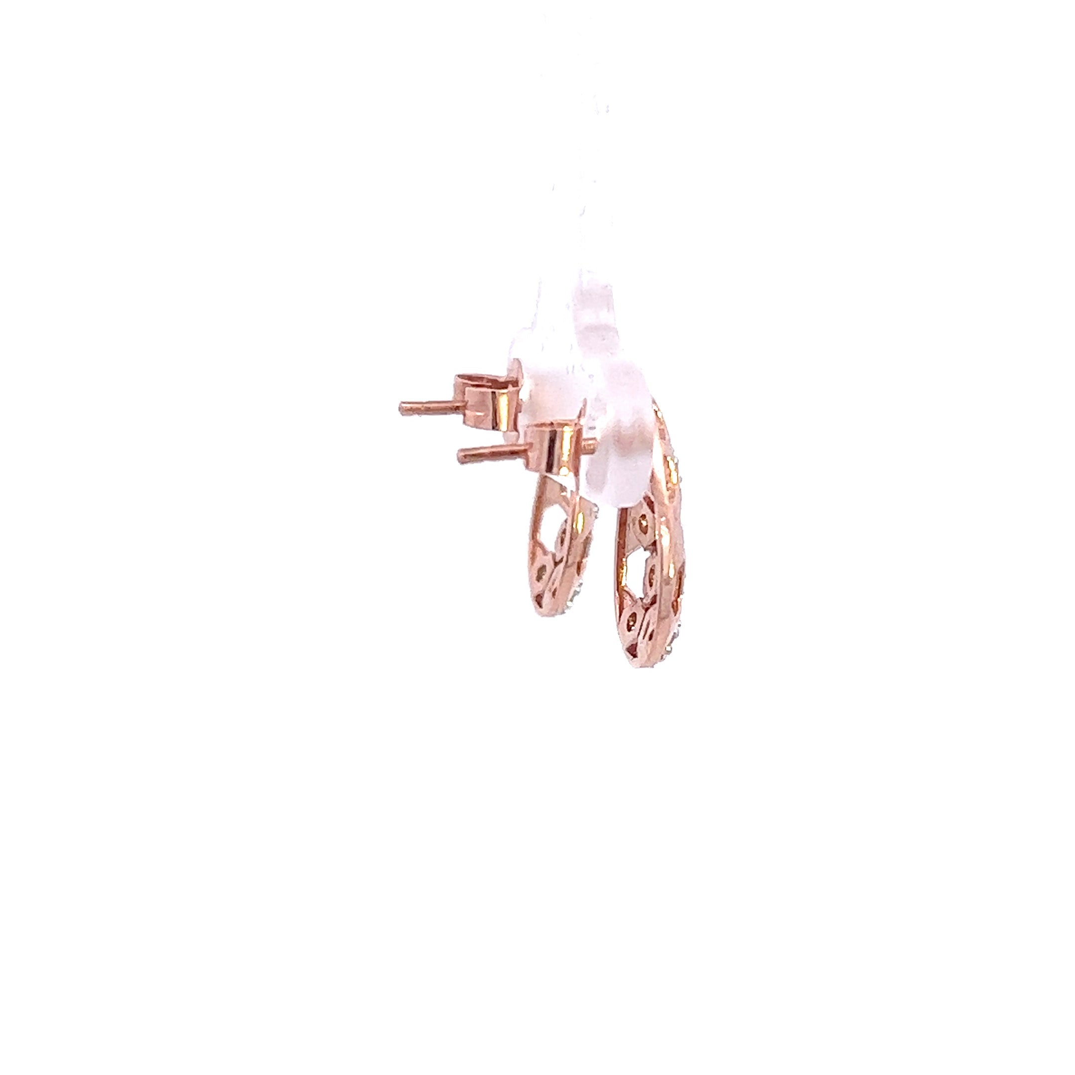 Round Cut Unique Honeycomb Design Diamond Gold Stud Earring