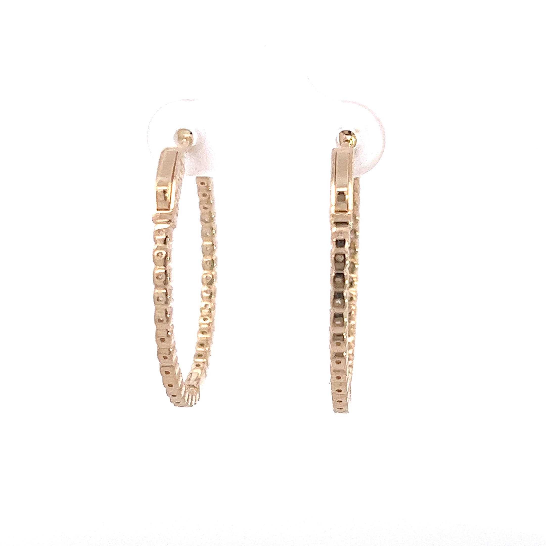 2.00ct Round Cut, Natural Diamond Rose Gold Hoop Earring