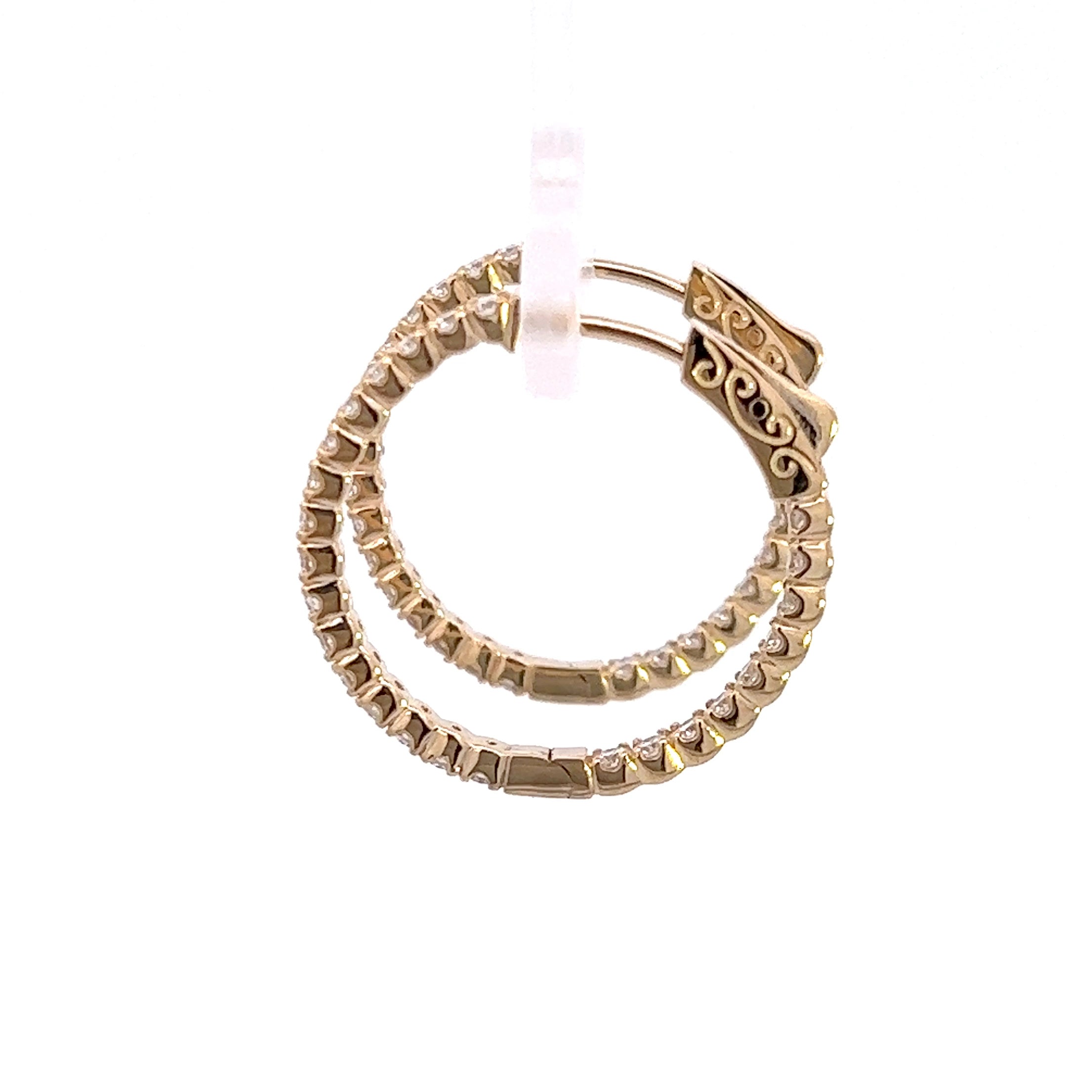 0.50ct Natural Round Diamond Yellow Gold Hoop Earrings