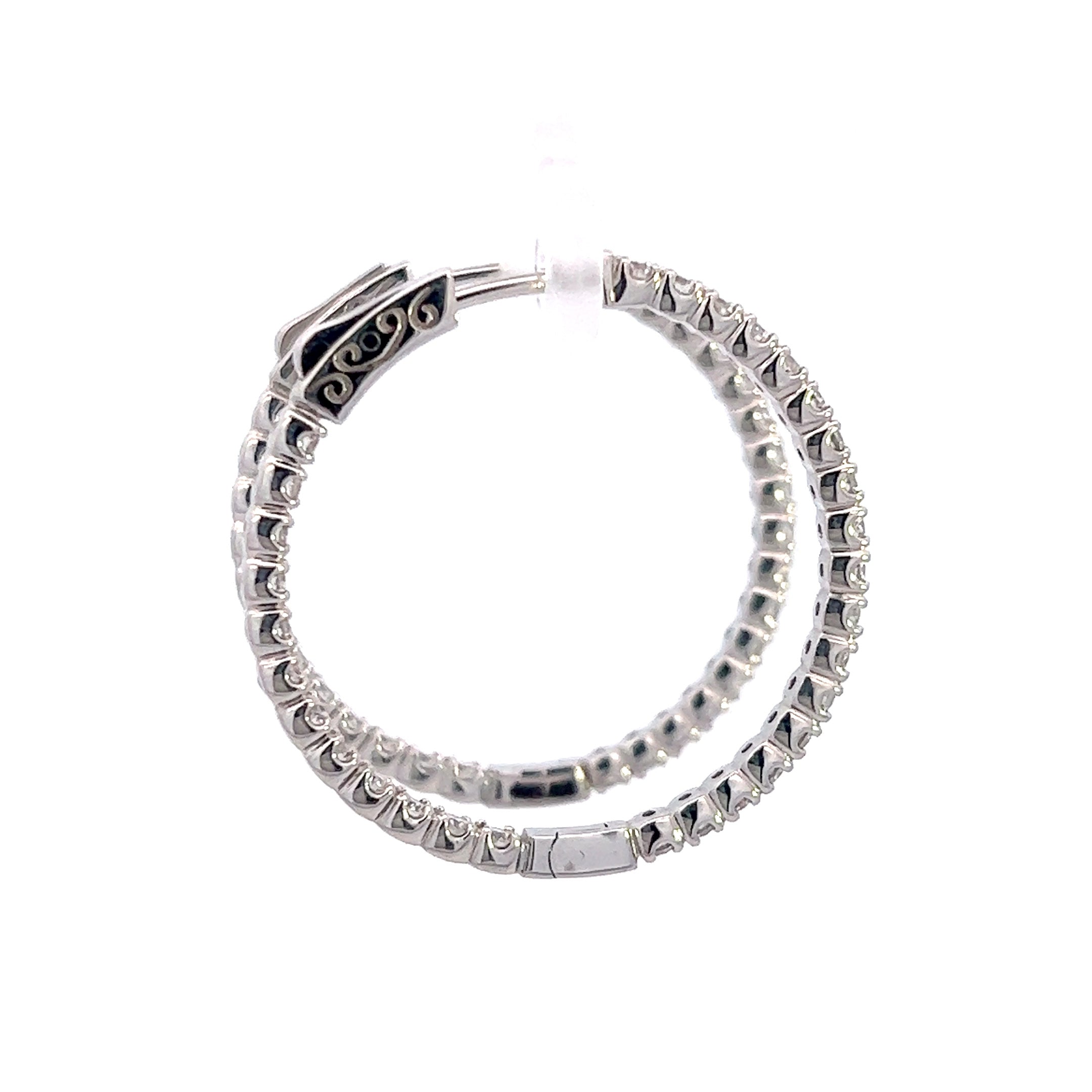 1.12ct Round Cut Natural Diamond White Gold Hoop Earrings