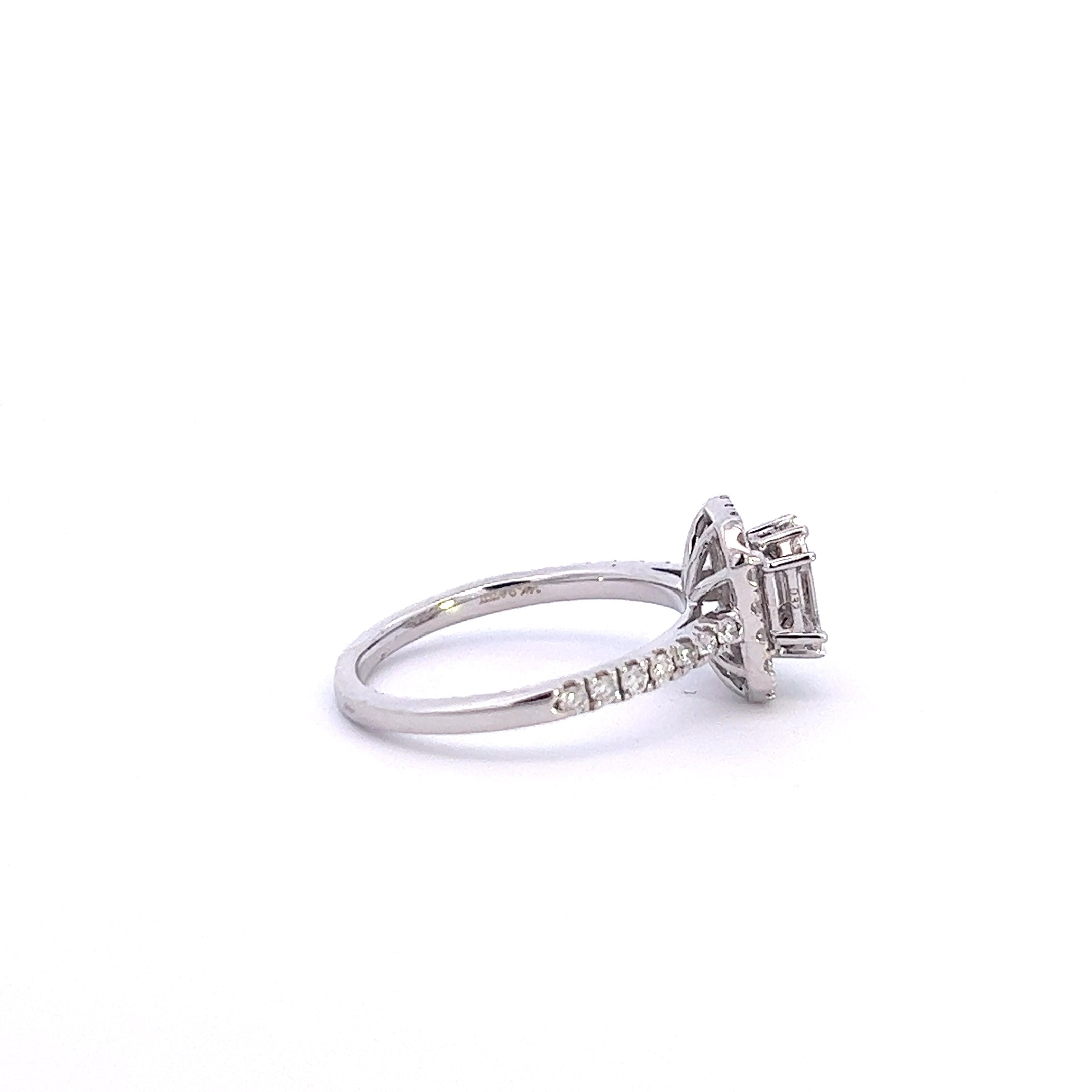 Round & Emerald Illusion Cut Halo Pattern Diamond Gold Engagement Ring