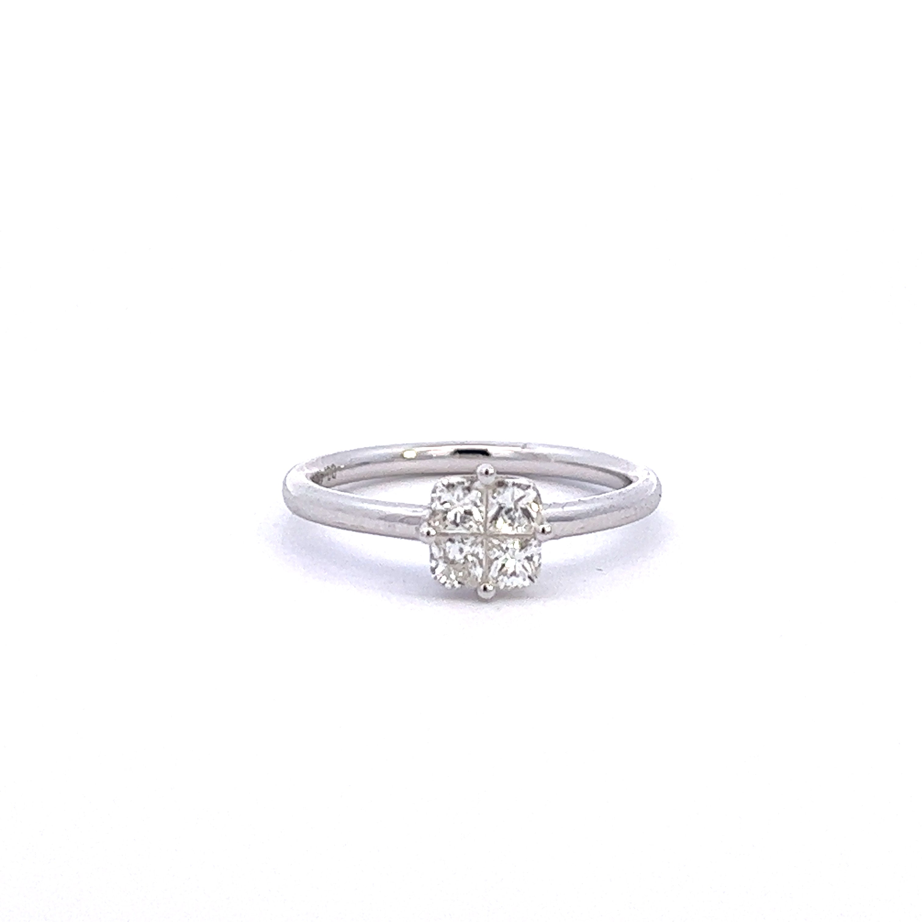 Princess Illusion Cut Solitaire Diamond Gold Ring